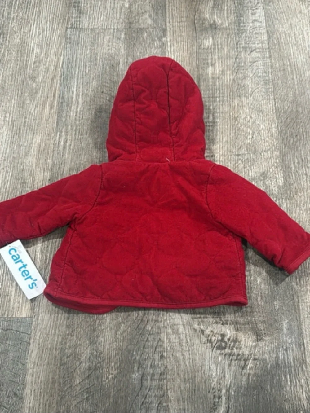 Carter's Red Hooded Quilted Pea Coat